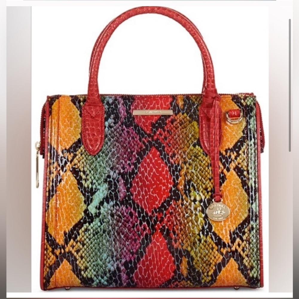NWT Brahmin Small Caroline Red Dragon Experium Leather Satchel